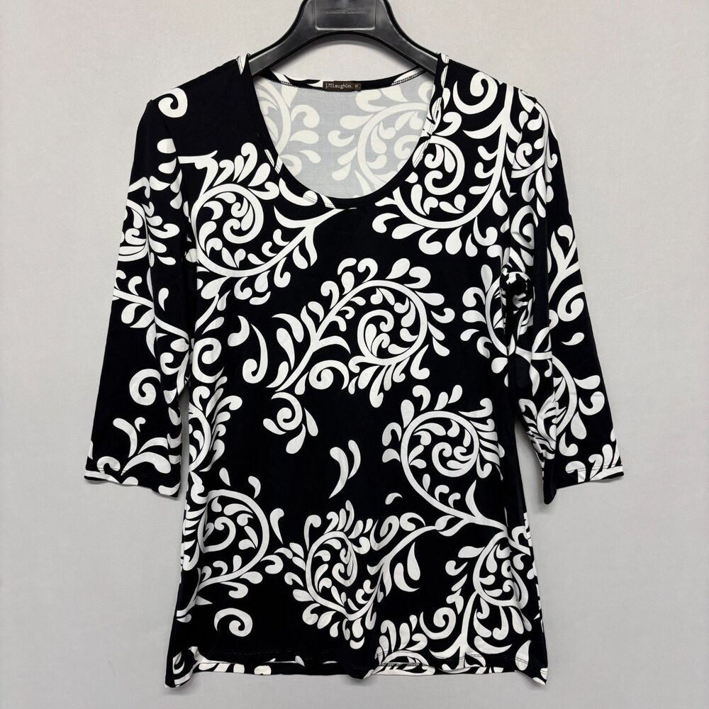 J. Mclaughlin 3/4 Sleeve Catalina Cloth Blouse Top Shirt Size Medium C139 -3